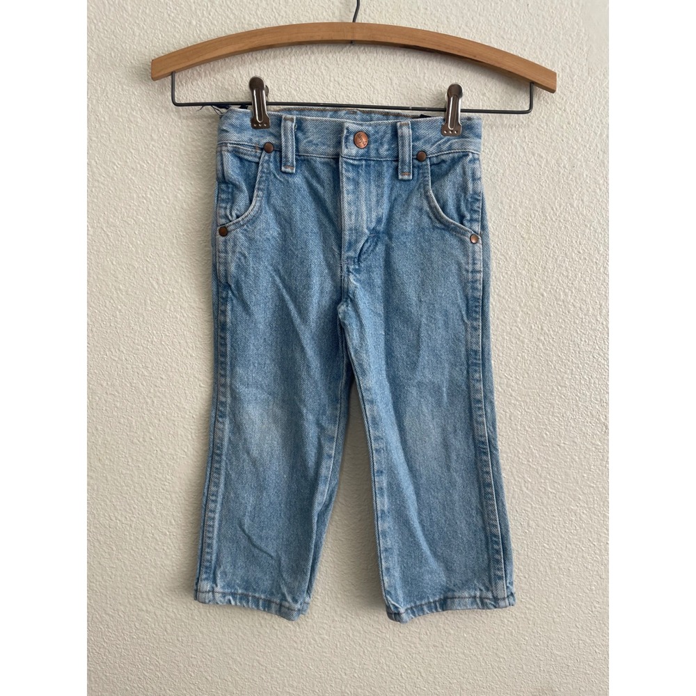 Wrangler Jeans Kids 3T Light Wash EUC Straight Leg 13MWJSB Adjustable Waist